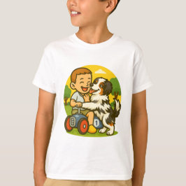 T-shirt Cute Puppy and Kid Playtime