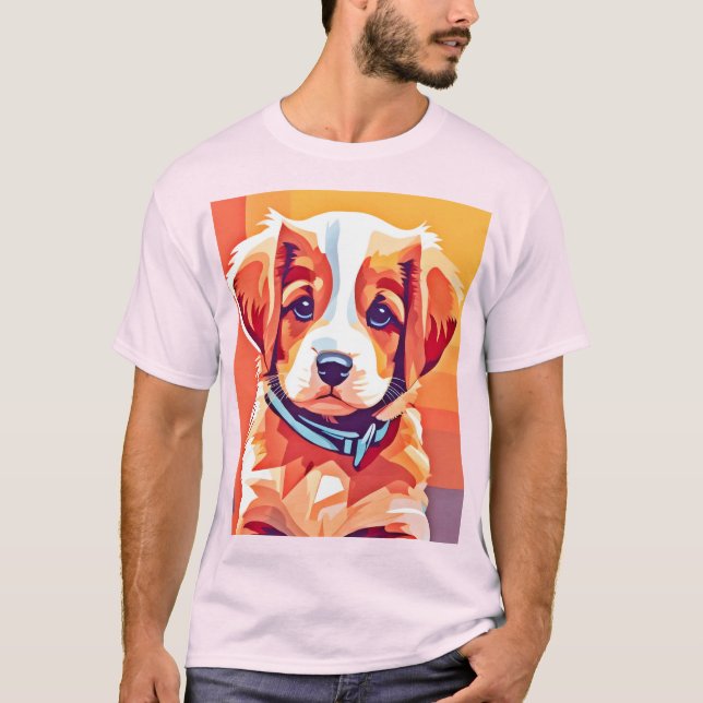 T-shirt Cute Puppy Pop Art (Devant)