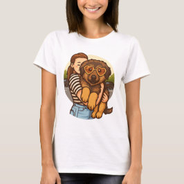 T-shirt Cute Puppy with Heart Sunglasses 