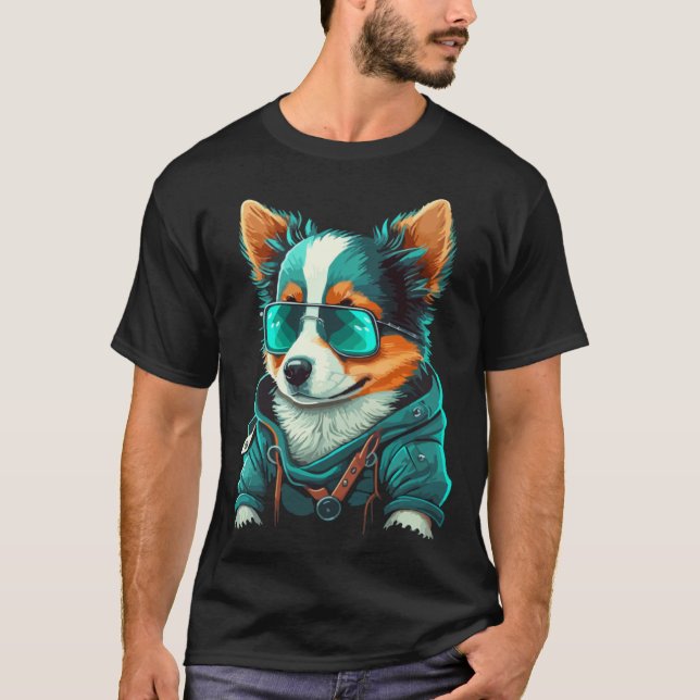 T-shirt Cute Puppy With Sunglasses  1 (Devant)