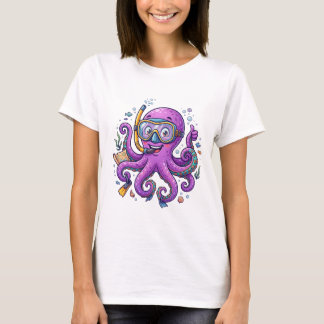T-shirt Cute Purple Octopus Treasure Hunter