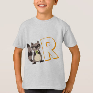 T-shirt Cute R pour Raccoon - Enfants Anglais ABCD Alphabe