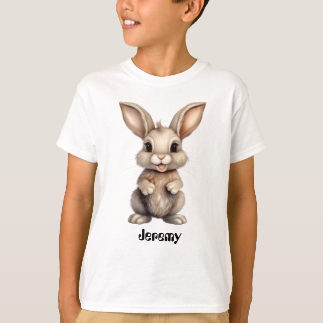 T-shirt Cute Rabbit avec nom modifiable (Devant)
