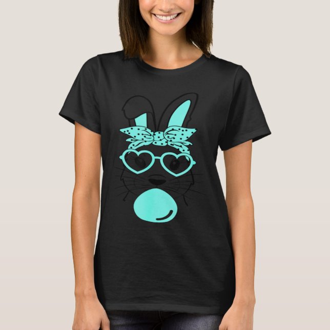 T-shirt Cute Rabbit Bunny Blowing Bubble Gum Easter Day (Devant)