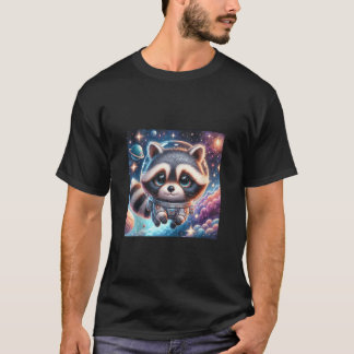 T-shirt Cute Raccoon Aventurer dans Space Boys Girls Men W