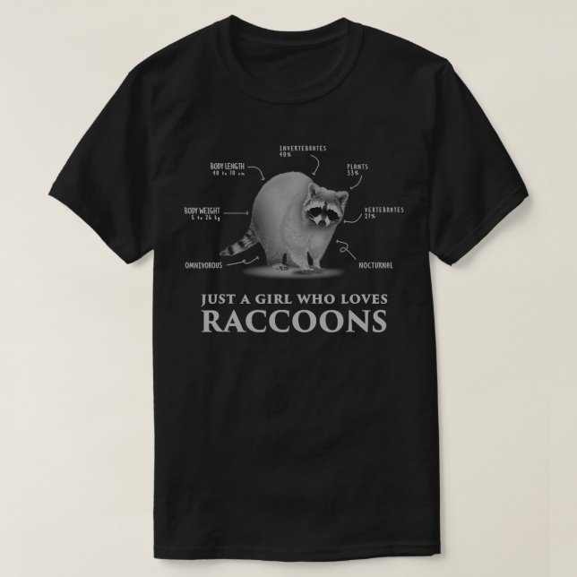 T-shirt Cute Raccoon Girls Trash Panda Animal 10 (Design devant)