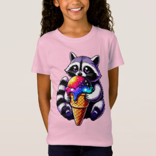 T-Shirt Cute Raccoon Manger Un Cône De Crème Spatiale