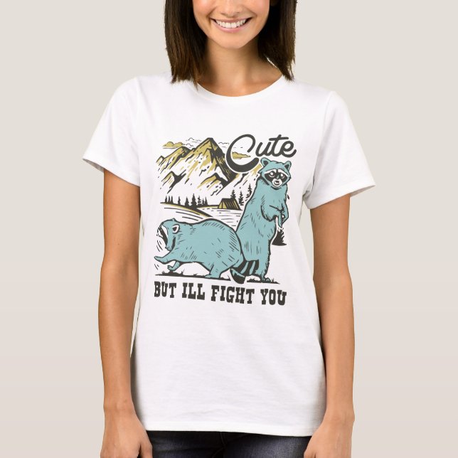 T-shirt Cute Raccoon Summer Retro (Devant)