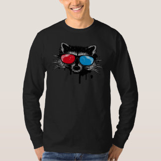T-shirt Cute raccoon with 3D glasses in graffiti style