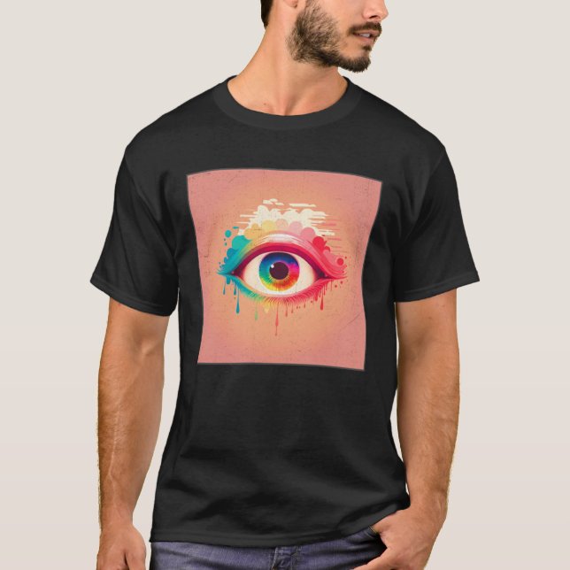 T-shirt Cute Rainbow Eye Illustration Colorful Tears Uniqu (Devant)