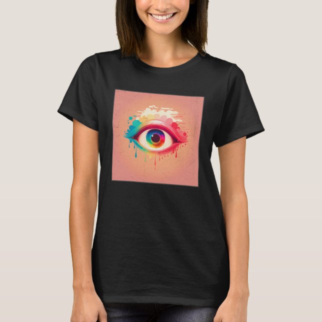 T-shirt Cute Rainbow Eye Illustration Colorful Tears Uniqu (Devant)