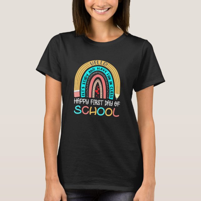 T-shirt Cute Rainbow Pencil jardin d'enfants enseignant Pr (Devant)