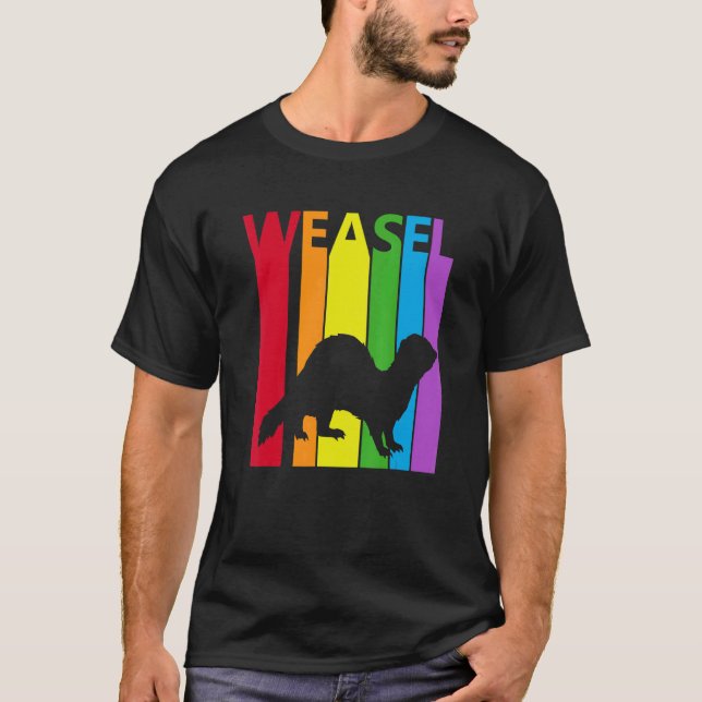 T-shirt Cute Rainbow Weasel Animal (Devant)