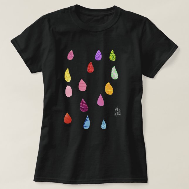 T-shirt Cute raindrops colorful rain art (Design devant)
