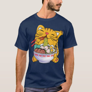 T-shirt Cute Ramen Chat Anime Bowl Kawaii Neko Japonais Te