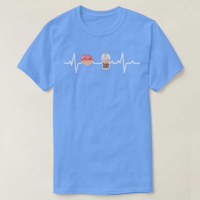 T-shirt Cute Ramen Tee Kawaii Noodles Heartbeat Bubble Tea (Design devant)