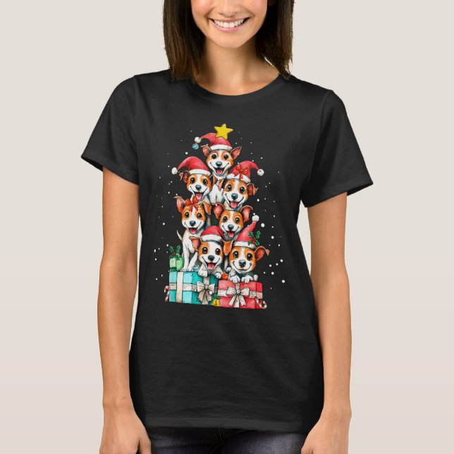 T-shirt Cute Rat Terrier Le Dog Christmas Tree Xmas  (Devant)