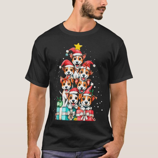 T-shirt Cute Rat Terrier Le Dog Christmas Tree Xmas  (Devant)