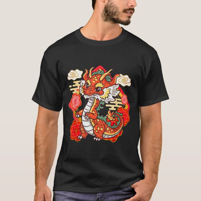 T-shirt Cute Red Chinese New Year Of The Dragon 2024 Lunar (Devant)