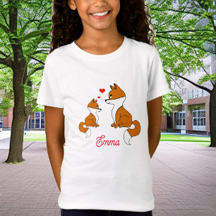 T-Shirt Cute renard avec le coeur, dessiné à la main, pers