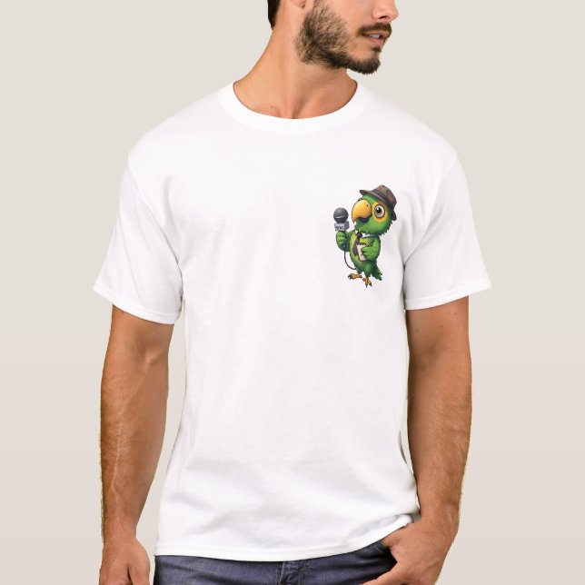 T-shirt Cute Reporter Parrot Journalist Cartoon (Devant)