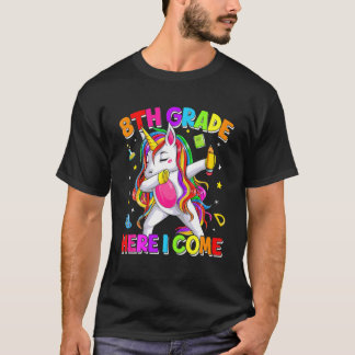 T-shirt Cute Retour À L'École Unicorne Dabbing 8E Grade Ei