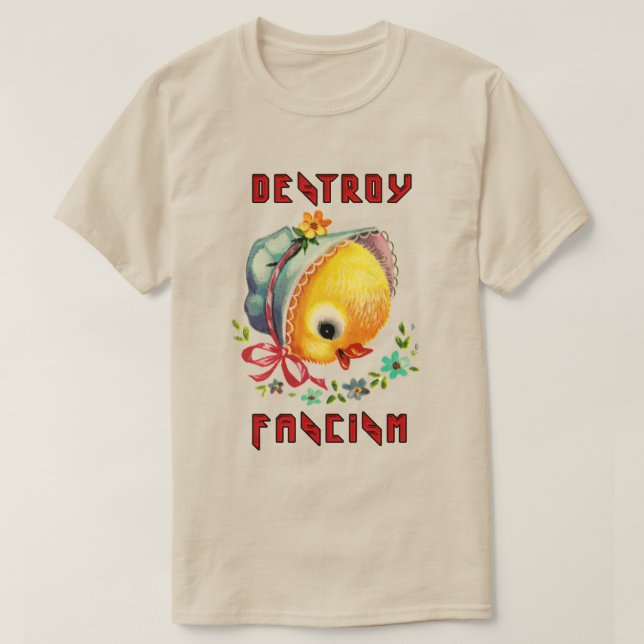 T-shirt Cute Retro Chick - Détruire le fascisme (Design devant)