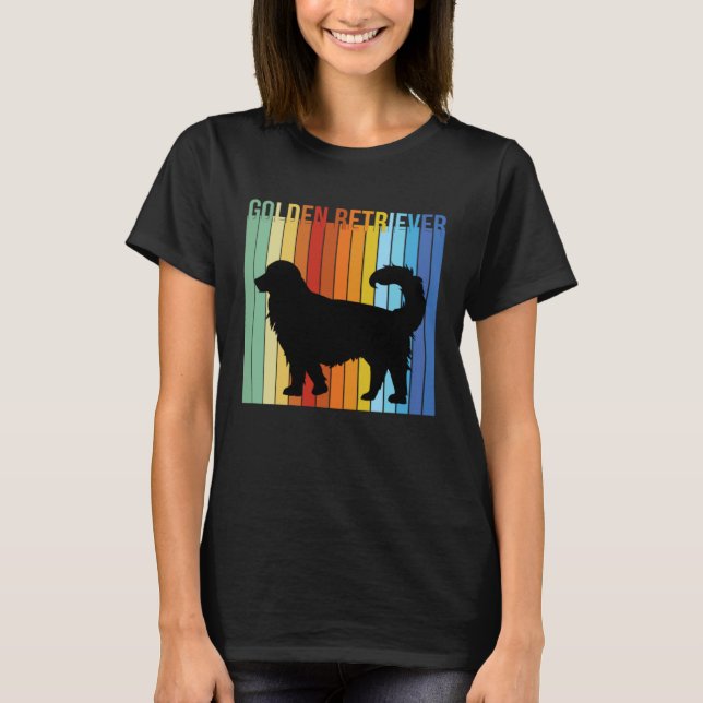 T-shirt Cute Retro Golden Retriever Rainbow (Devant)