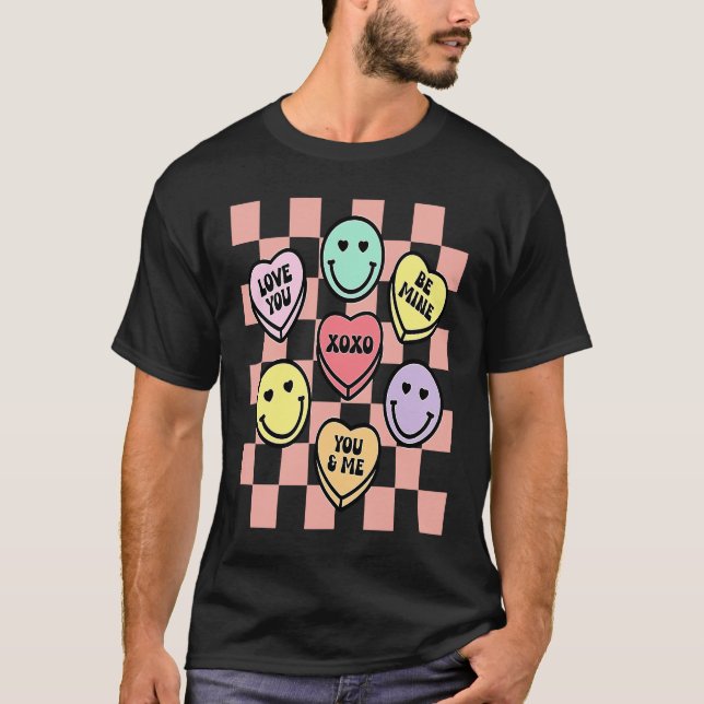 T-shirt Cute Retro Groovy a Valentines Day Candy Conversat (Devant)