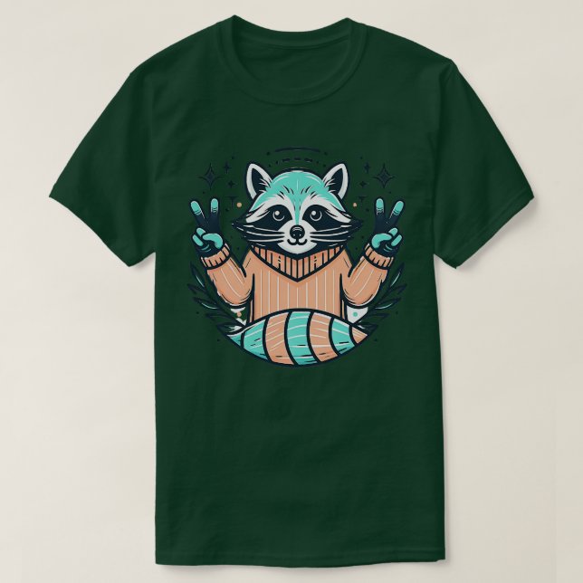 T-shirt Cute Retro Raccoon avec (Design devant)