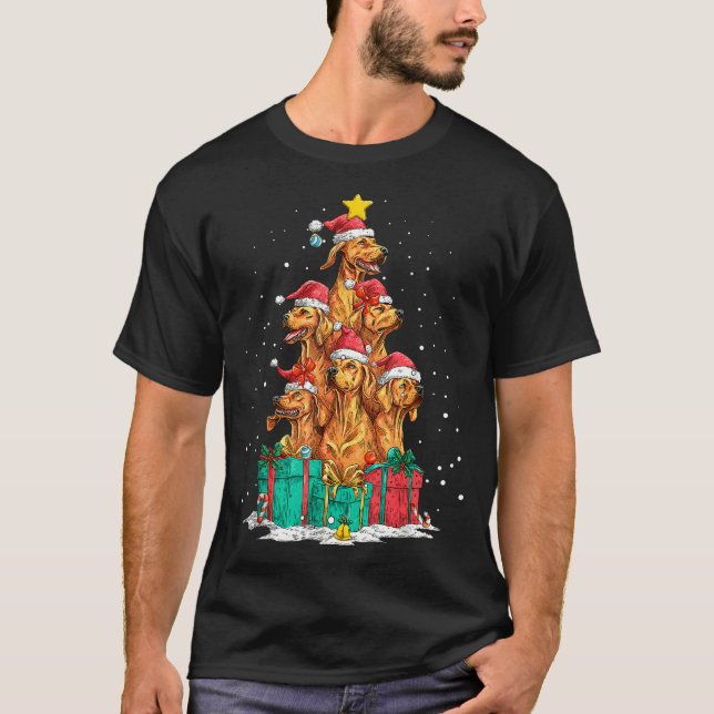 T-shirt Cute Rhodesian Ridgeback Le Dog Christmas Tree Xma (Devant)