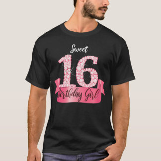 T-shirt Cute Rose Black Sweet 16 I 16E Idée Anniversaire.p