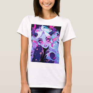 T-shirt Cute rose, noir et blanc Koakuma Little Devil