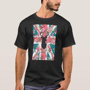 T-shirt Cute rose vintage Royaume-Uni Union Jack Drapeau t