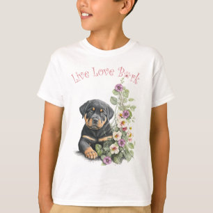 T-shirt Cute Rottweiler Chien Floral
