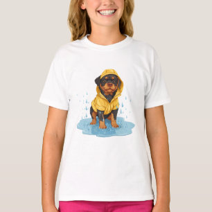 T-shirt Cute Rottweiler Chien portant Raincoat