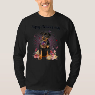 T-shirt Cute Rottweiler Maman Fleur Joyeuse Fête des Mères