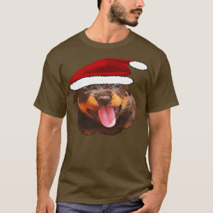 T-shirt Cute Rottweiler Pup Porte Vacances Santa Hat