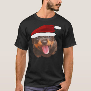 T-shirt Cute Rottweiler Pup Porte Vacances Santa Hat