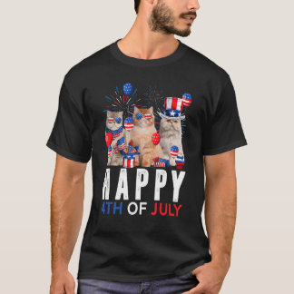 T-shirt Cute Rouge Blanc Bleu Perse Chat Patriotique Joyeu