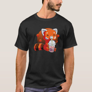 T-shirt Cute Rouge Panda Boba Tea Buble Tea Kawaii Anime J
