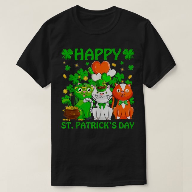 T-shirt Cute Saint Catricks Day Cats Irlande Casquette Dra (Design devant)