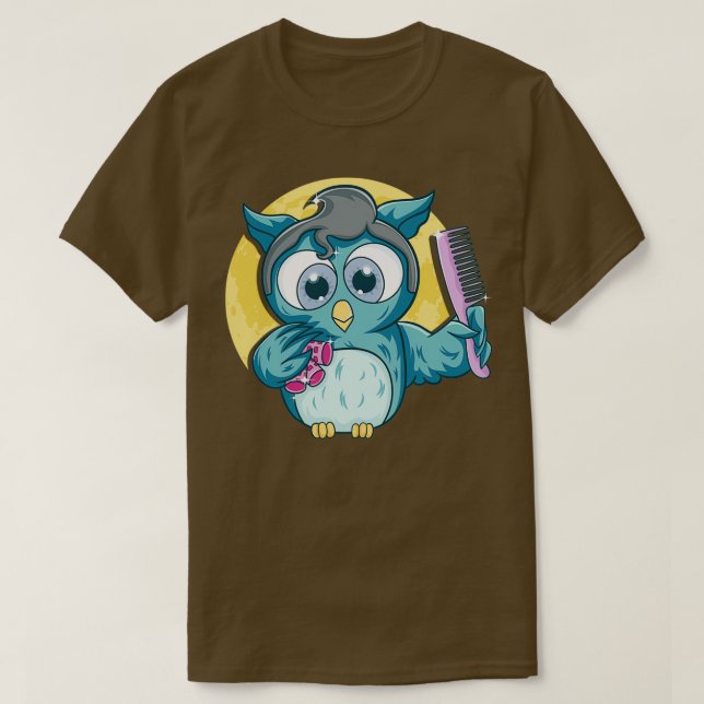 T-shirt Cute Salon Chouette Cône Coiffure Coiffeuse Coiffe (Design devant)