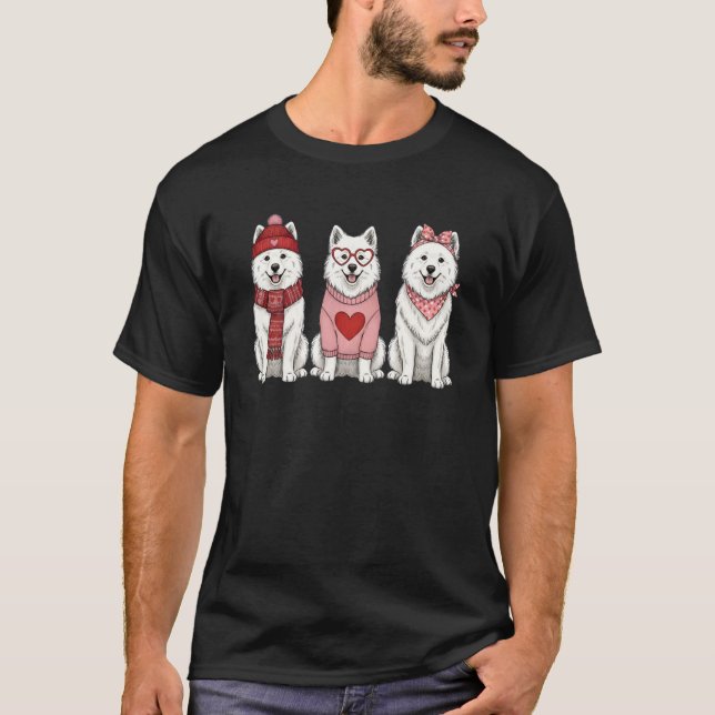 T-shirt Cute Samoyed Valentine Dog (Devant)