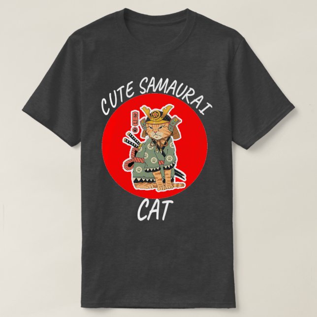 T-shirt Cute samurai chat cadeaux amant chat 1 (Design devant)