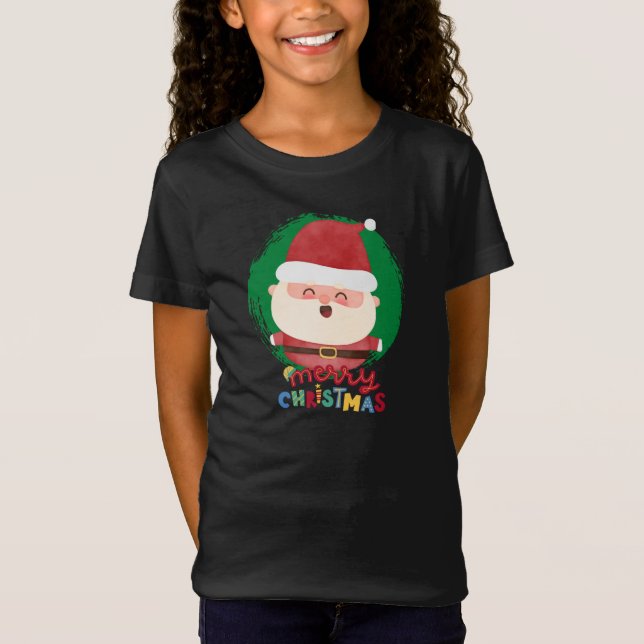 T-Shirt Cute Santa,Merry Christmas (Devant)