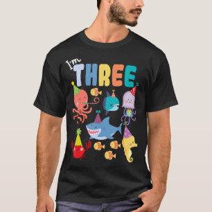 T-shirt Cute Sea Animals Ocean Creatures Party 3e annivers