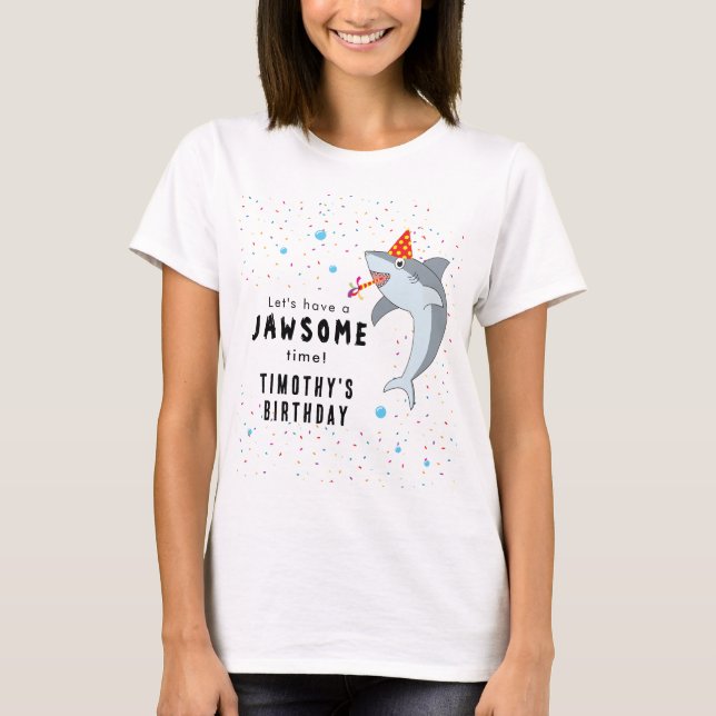 T-shirt Cute Shark dans Ocean Anniversaire de enfant Party (Devant)