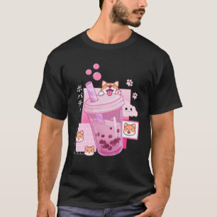 T-shirt Cute Shiba Inu Chien Boire Lait Thé Boba Anime Jap