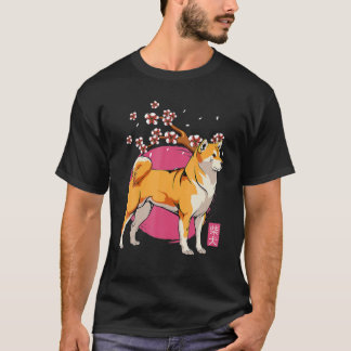 T-shirt Cute Shiba Inu Kawaii Fleur de cerisier de chien